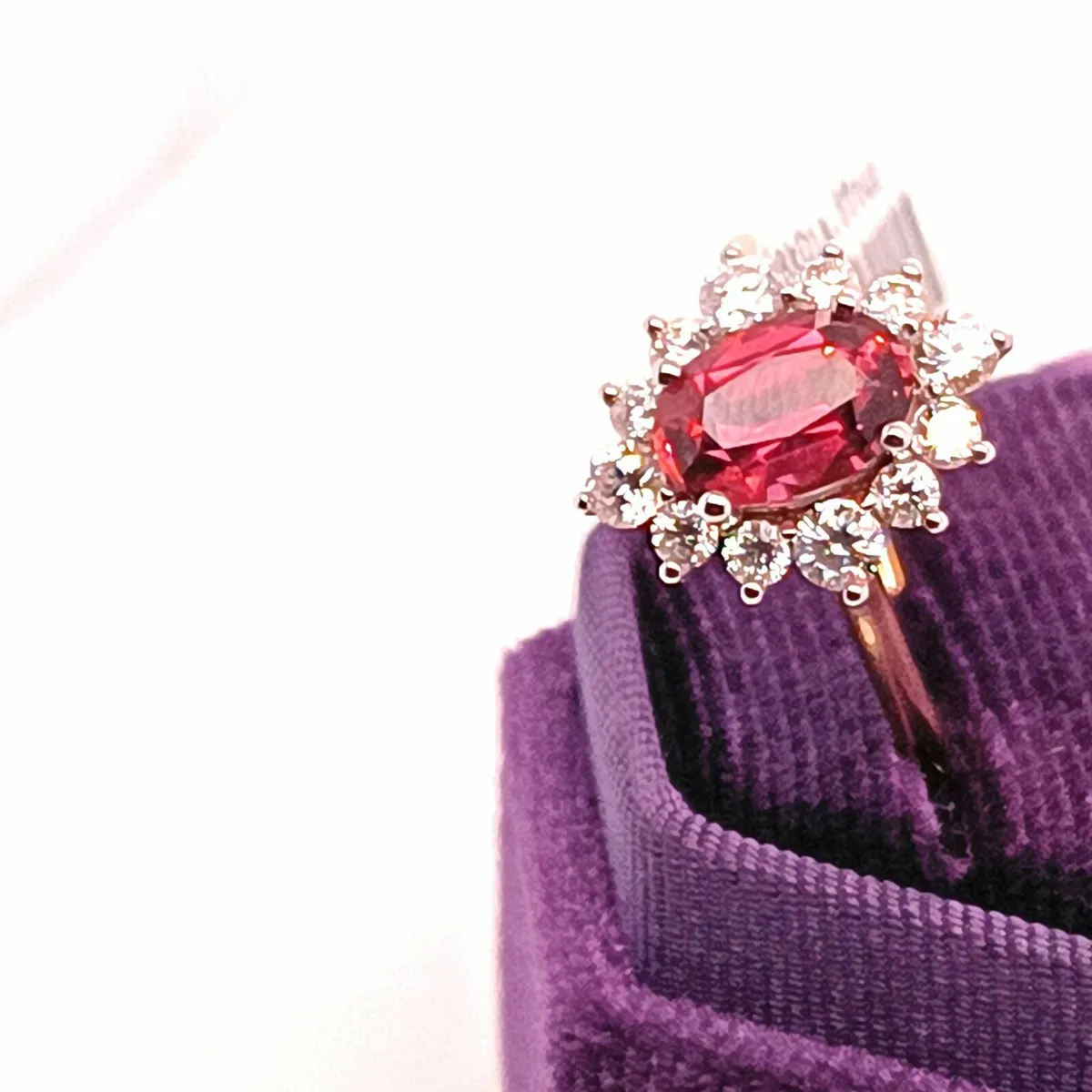 Pink Tourmaline & Diamond Ring ,18k Yellow Gold - Image 4