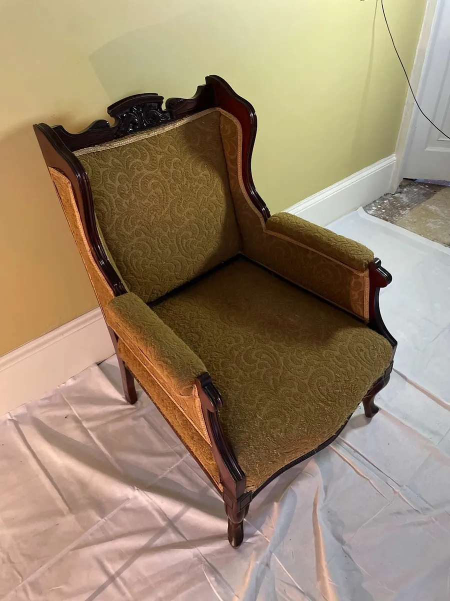 Antique-Style Carved Parlour Armchair - Image 3
