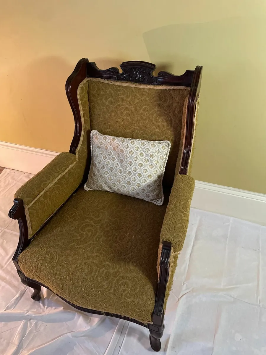 Antique-Style Carved Parlour Armchair - Image 1