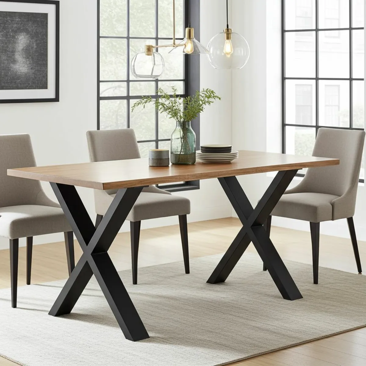 Metal Table Legs Type X Loft Style 86×80 cm Set 2 - Image 1