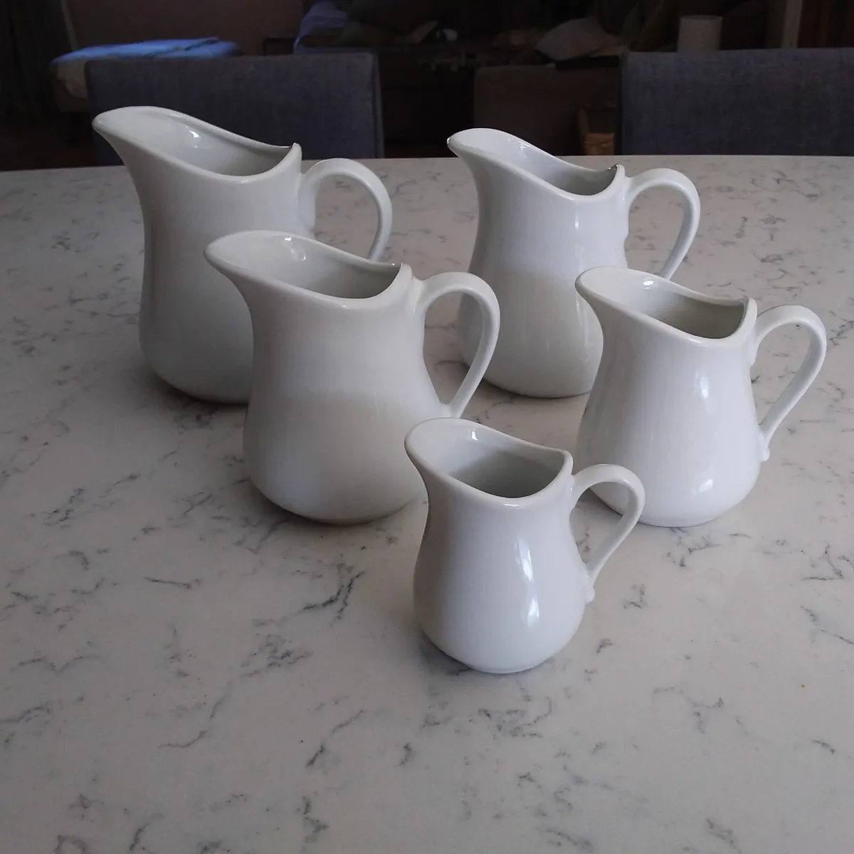 Set of French Apilco White Jugs - Image 1
