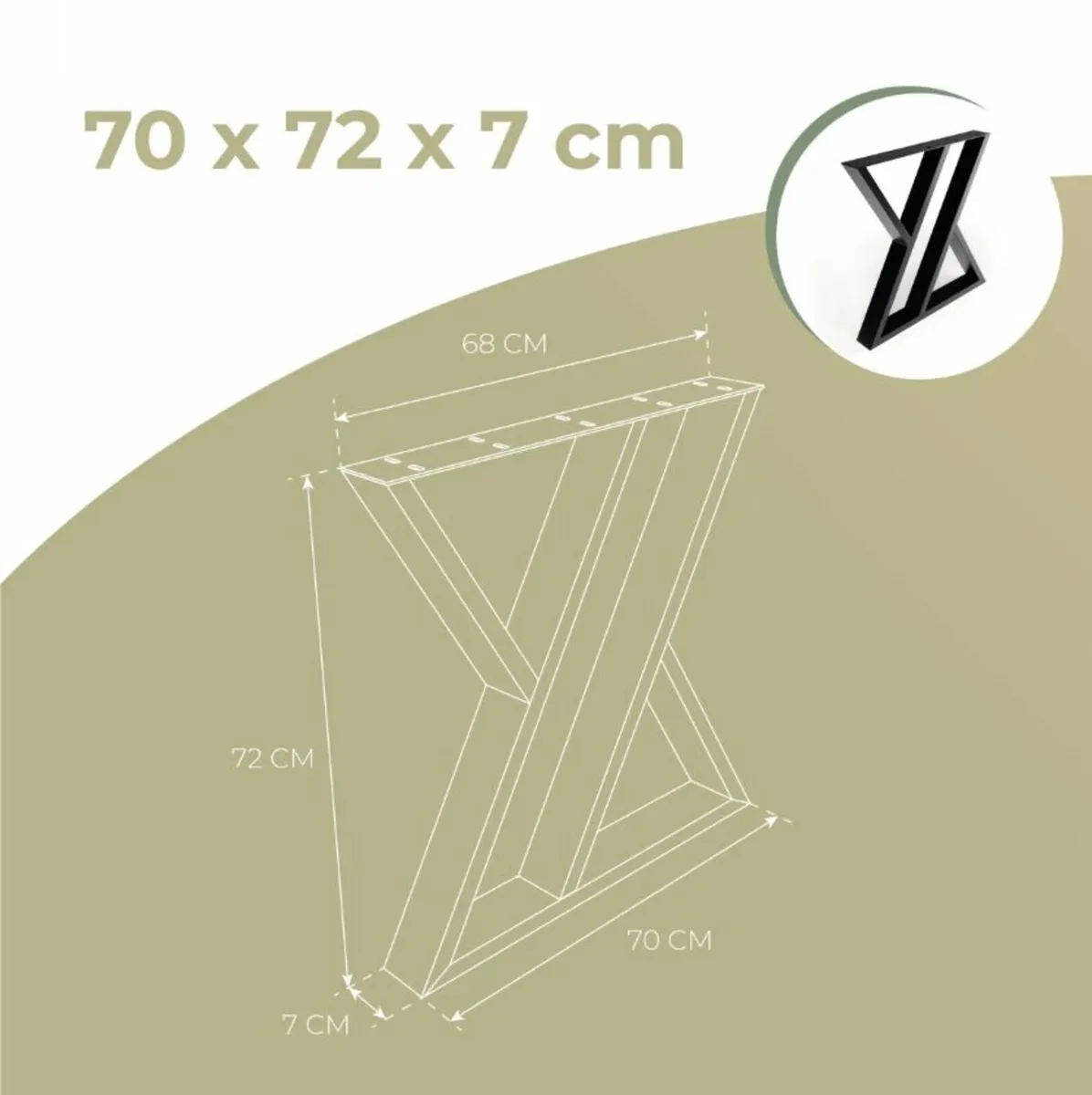 Modern Steel Table Legs Loft  Design 70×72 - Image 2