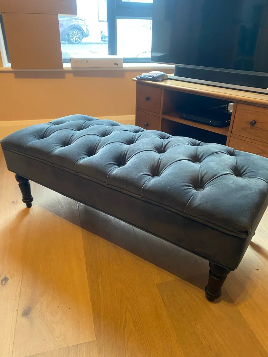 Foot stool ottoman upholstered Made.come brand - Image 1