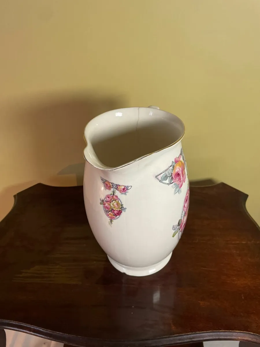 Vintage Porcelain Water Jug with Rose Motif - Image 3