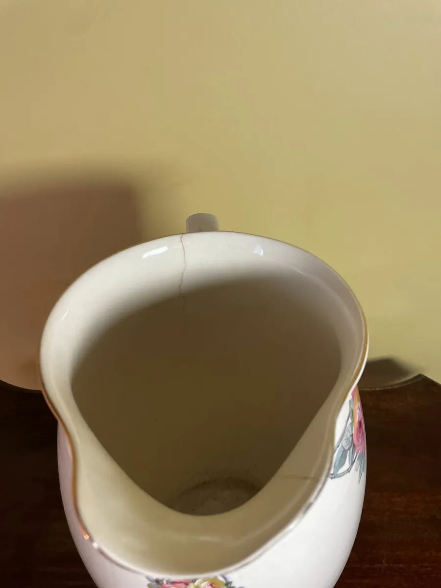 Vintage Porcelain Water Jug with Rose Motif - Image 4