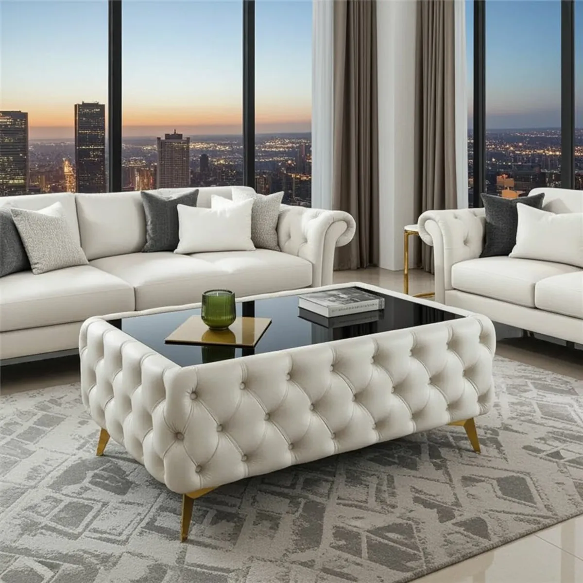 Rectangle Modern Velvet/Eco Leather  Table 100x63 - Image 2