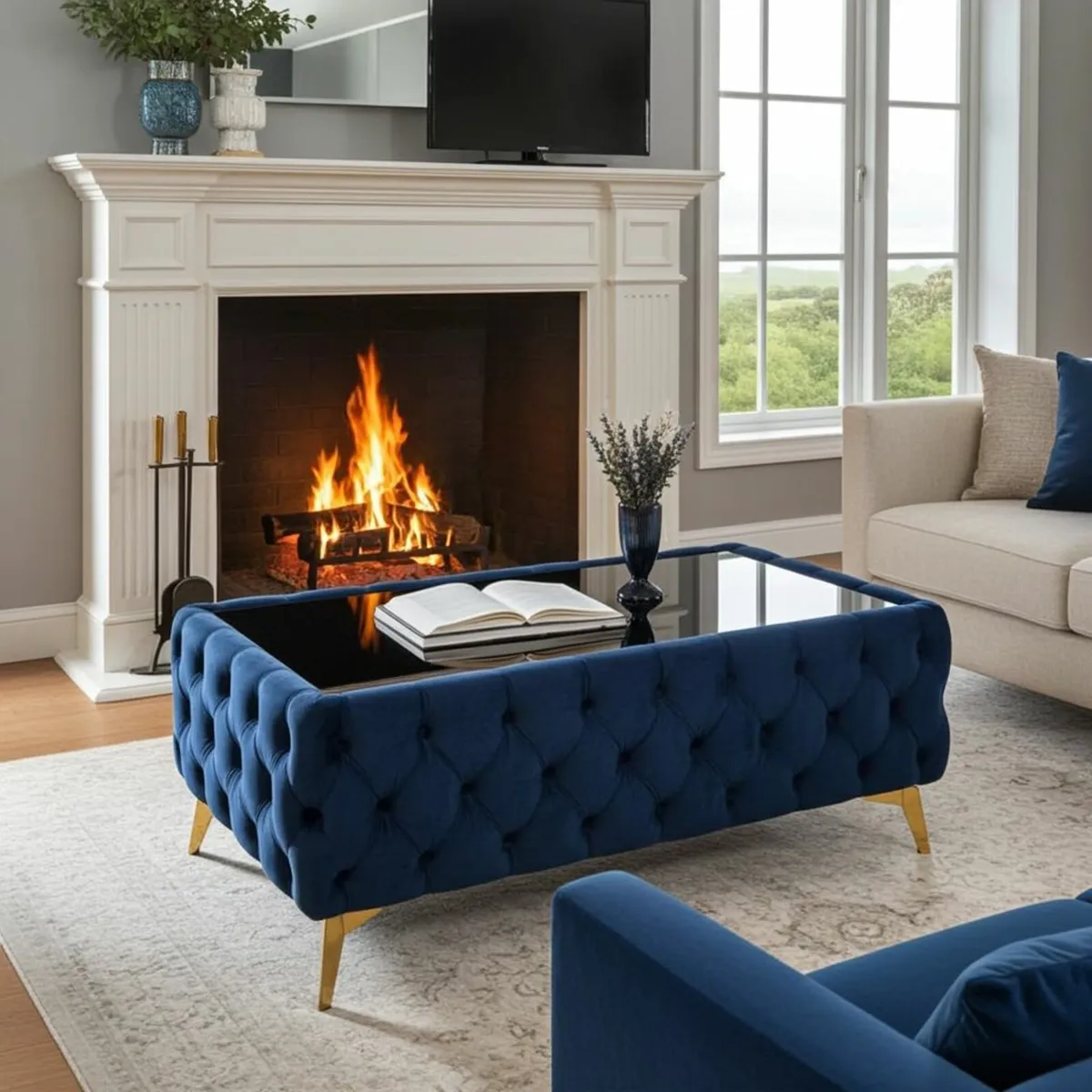 Rectangle Modern Velvet/Eco Leather  Table 100x63 - Image 3