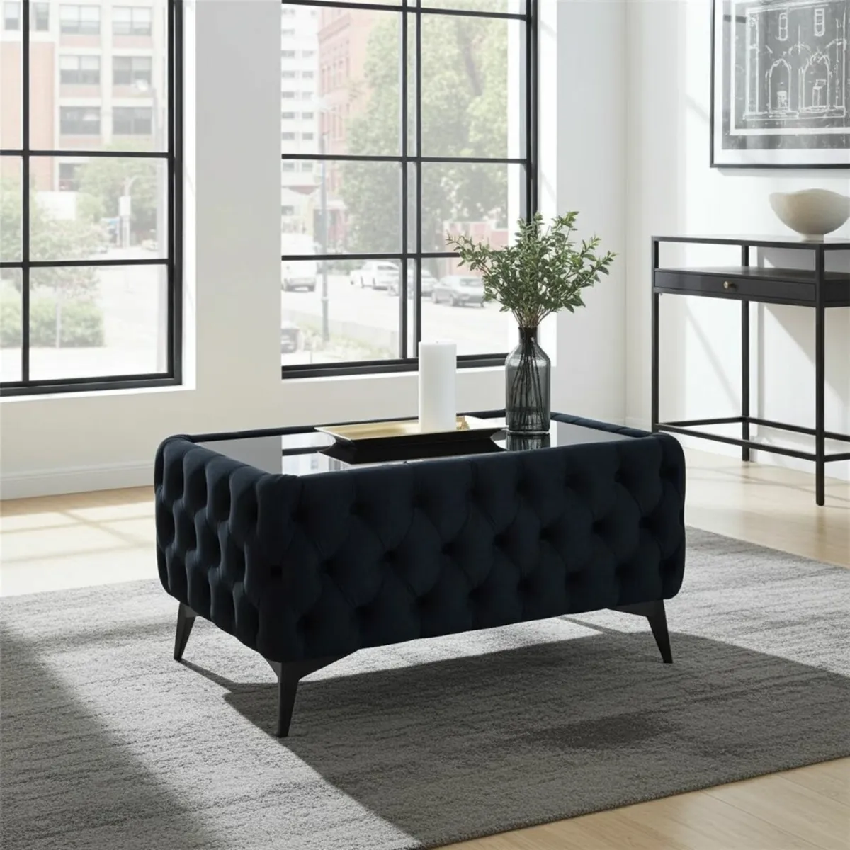 Rectangle Modern Velvet/Eco Leather  Table 100x63 - Image 4