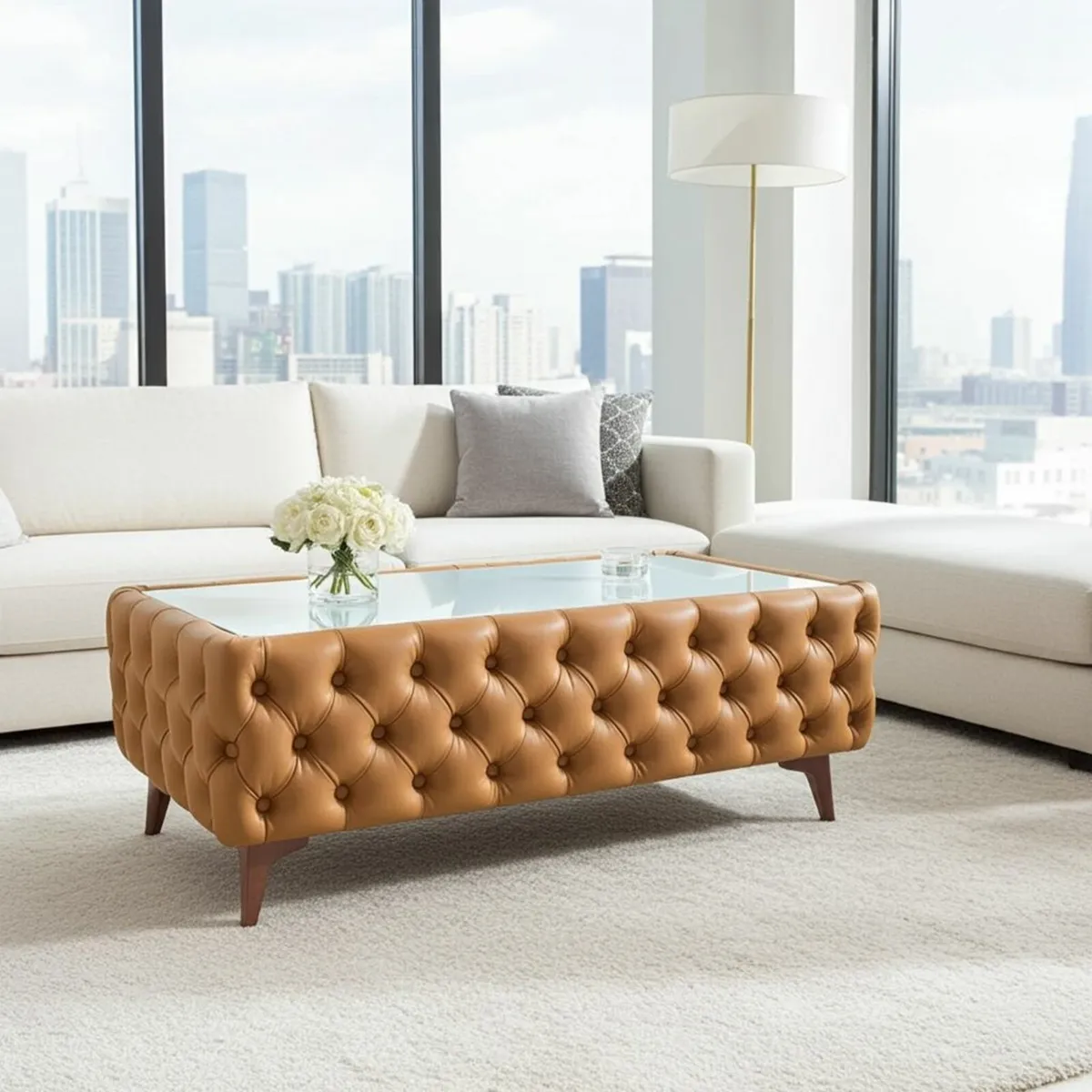 Long  Coffee Table Eco Leather  126x63x45cm - Image 3