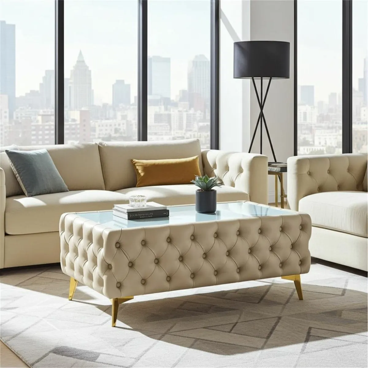 Long  Coffee Table Eco Leather  126x63x45cm - Image 4