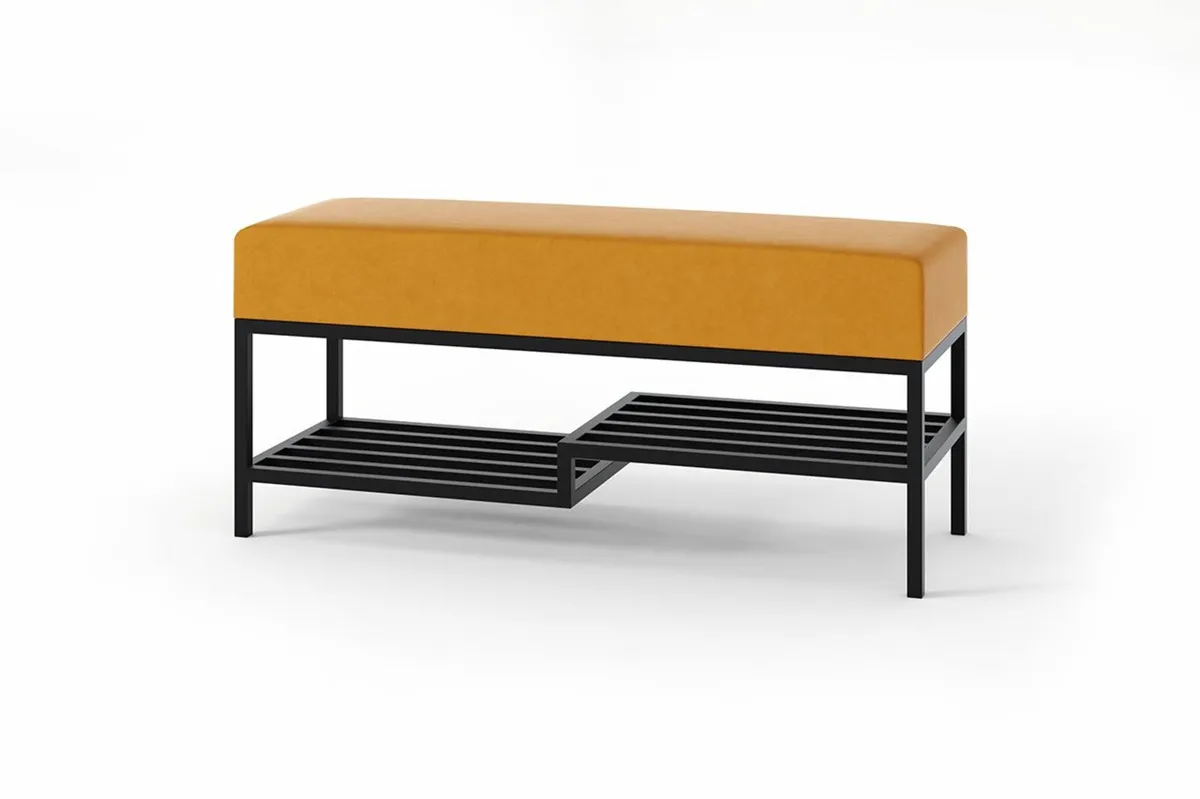 Ashton Modern Upholstered Bench with Shoe Rack - Image 1