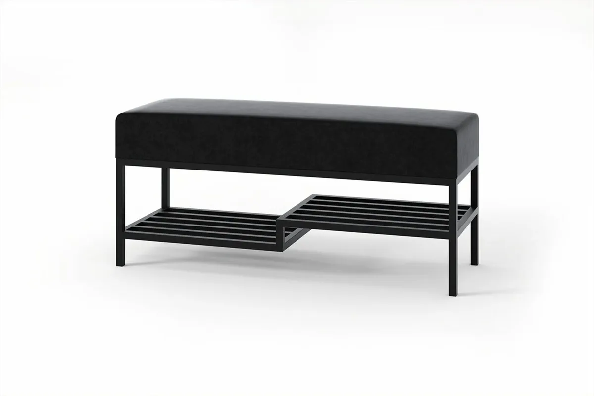 Ashton Modern Upholstered Bench with Shoe Rack - Image 3