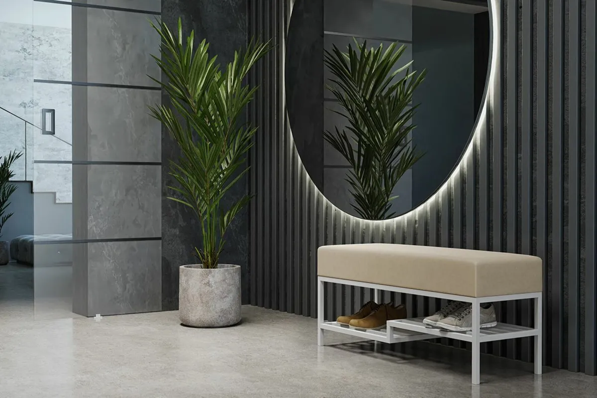 Ashton Modern Upholstered Bench with Shoe Rack - Image 4