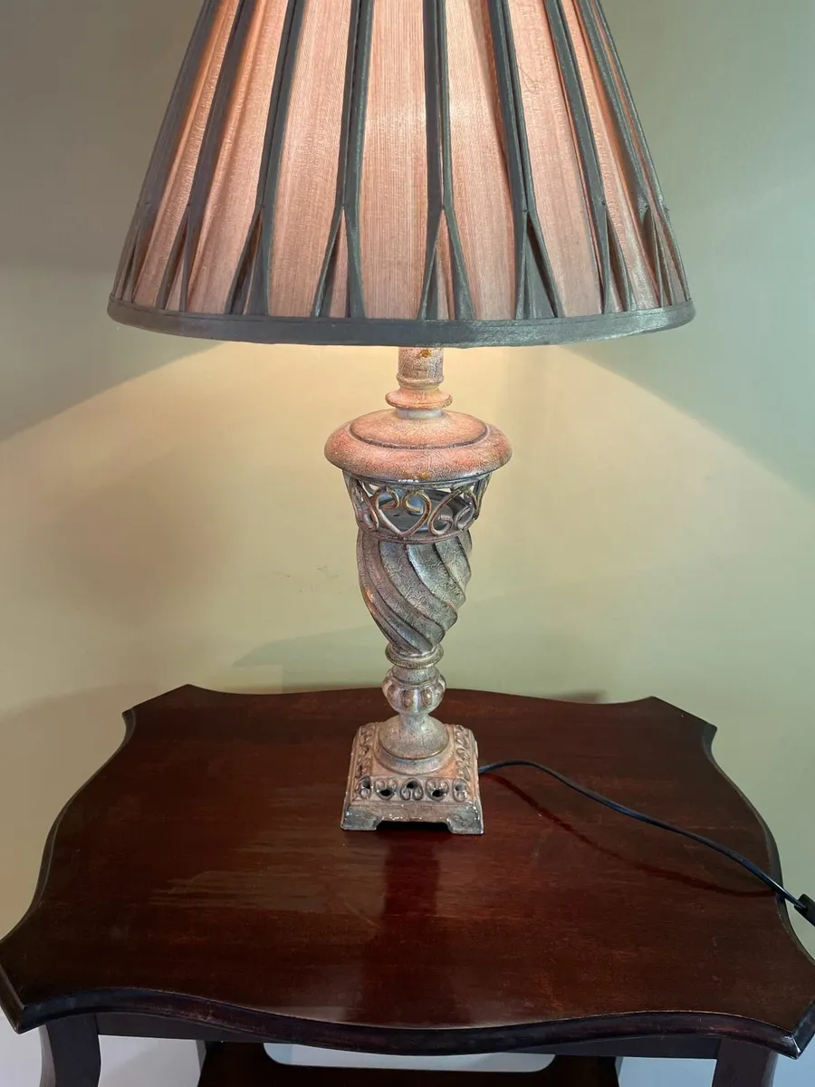 Ornate Table Lamp with Shade - Image 1