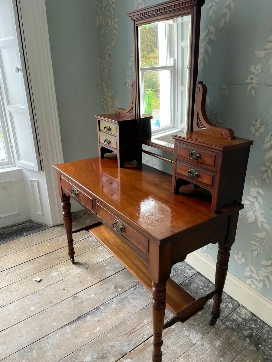 Antique Darkwood Dressing Table with Mirror - Image 1