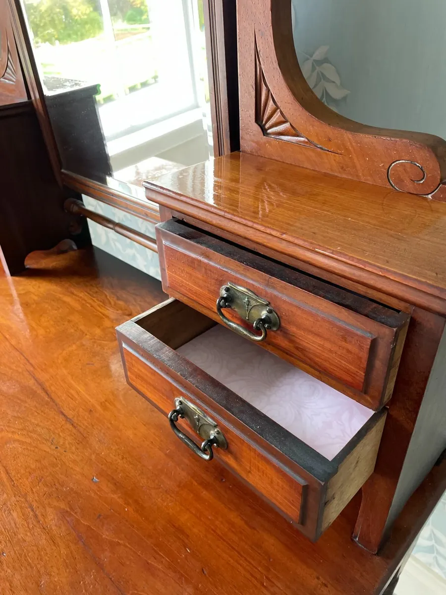 Antique Darkwood Dressing Table with Mirror - Image 2