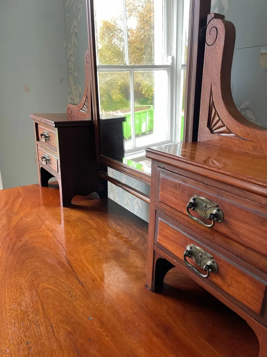 Antique Darkwood Dressing Table with Mirror - Image 4