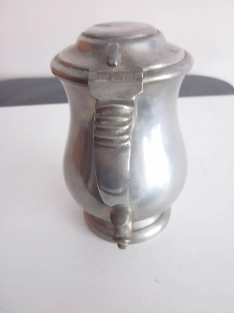 Antique English Pewter Lidded Tankard - Image 3