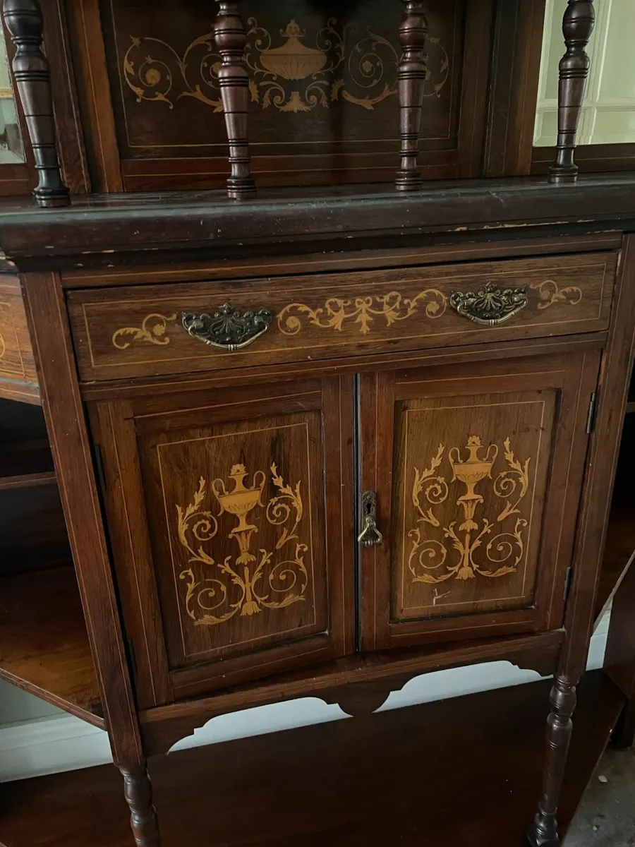 Antique Edwardian Inlaid Étagère / Display Cabinet - Image 4