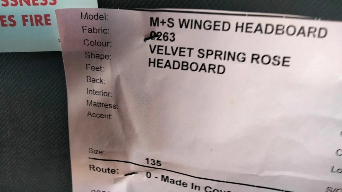 Marks and Spencer Pink Winged Headboard.Double. - Image 4