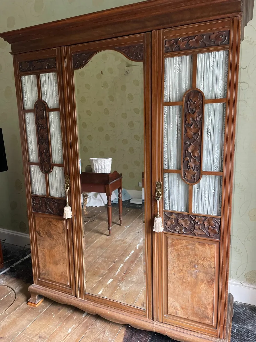 Stunning Antique Mirrored Wardrobe - Image 2