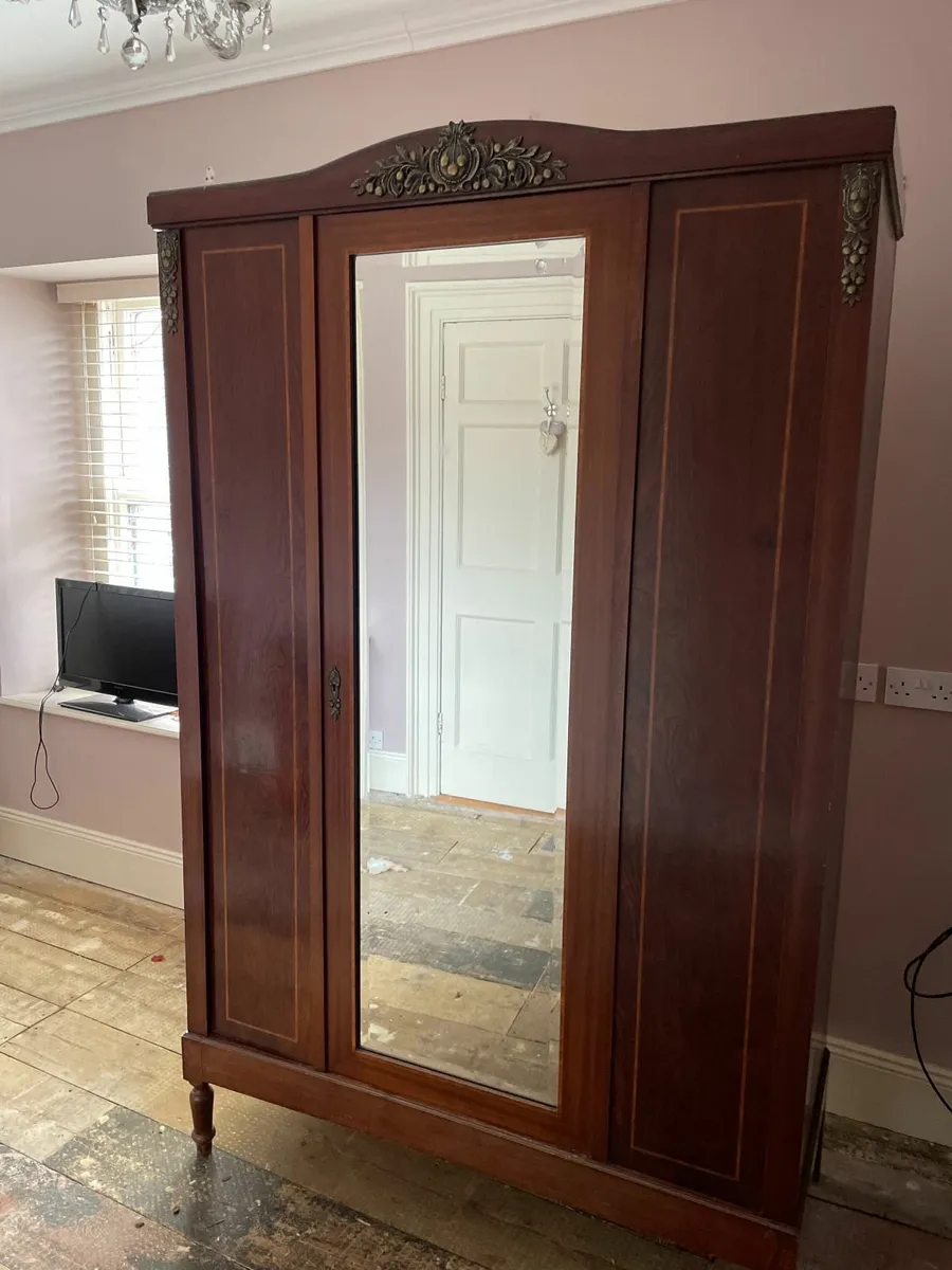 Antique Mirrored Wardrobe / Armoire - Image 1