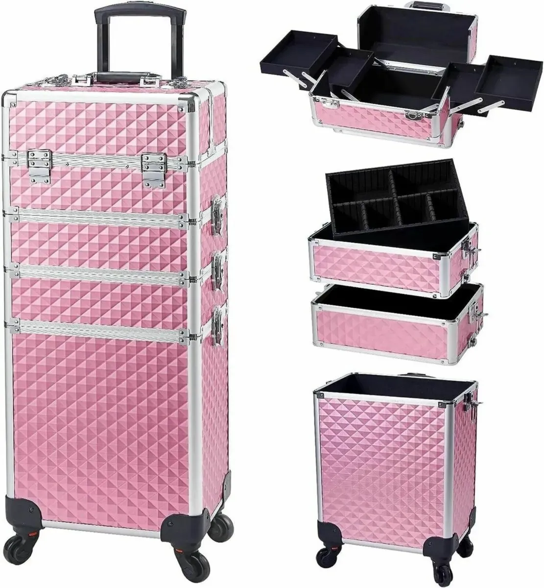 Aluminium Makeup Trolley – Detachable Cosmetic Box - Image 2