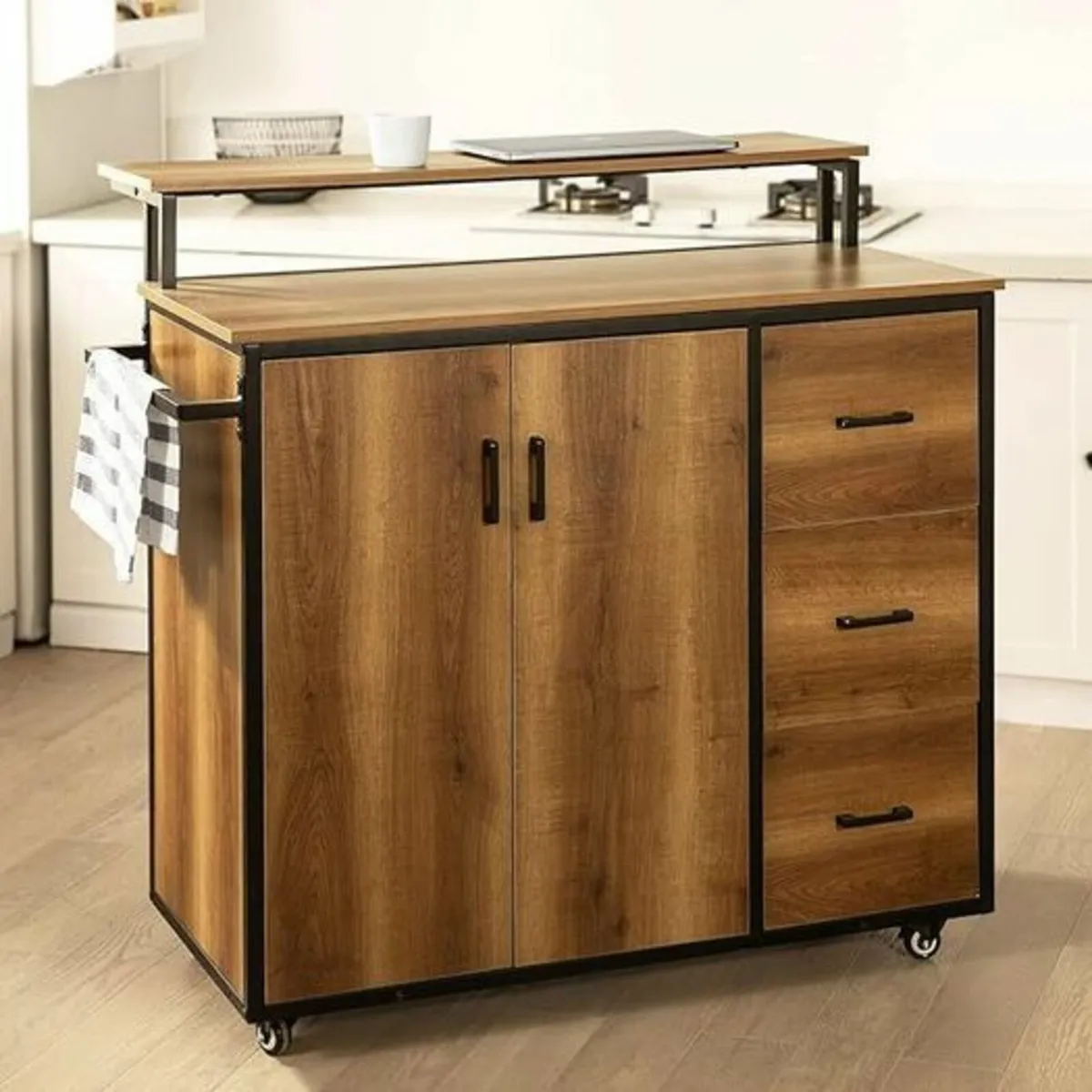 Kitchen island cabinet portable rolling vintage e - Image 1