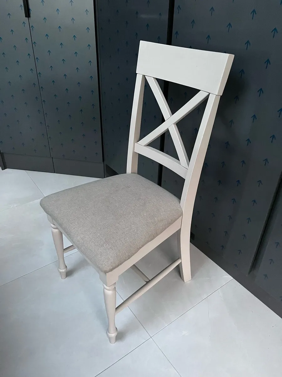 6 Grey X back dining chairs - Image 1