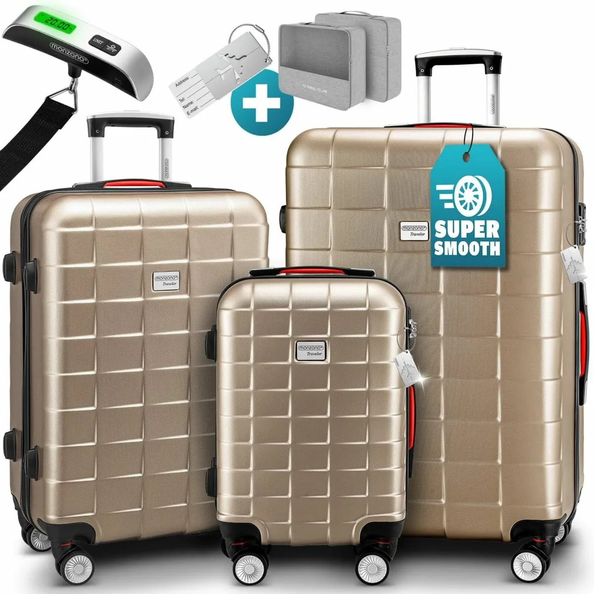 3-Piece Suitcase Set TSA Lock Laundry Organiser S - Image 1