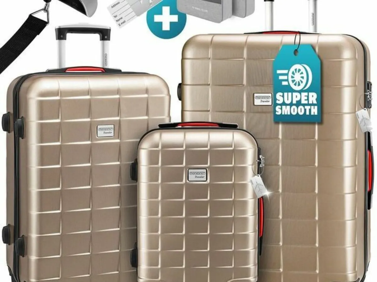 3-Piece Suitcase Set TSA Lock Laundry Organiser S - Image 3