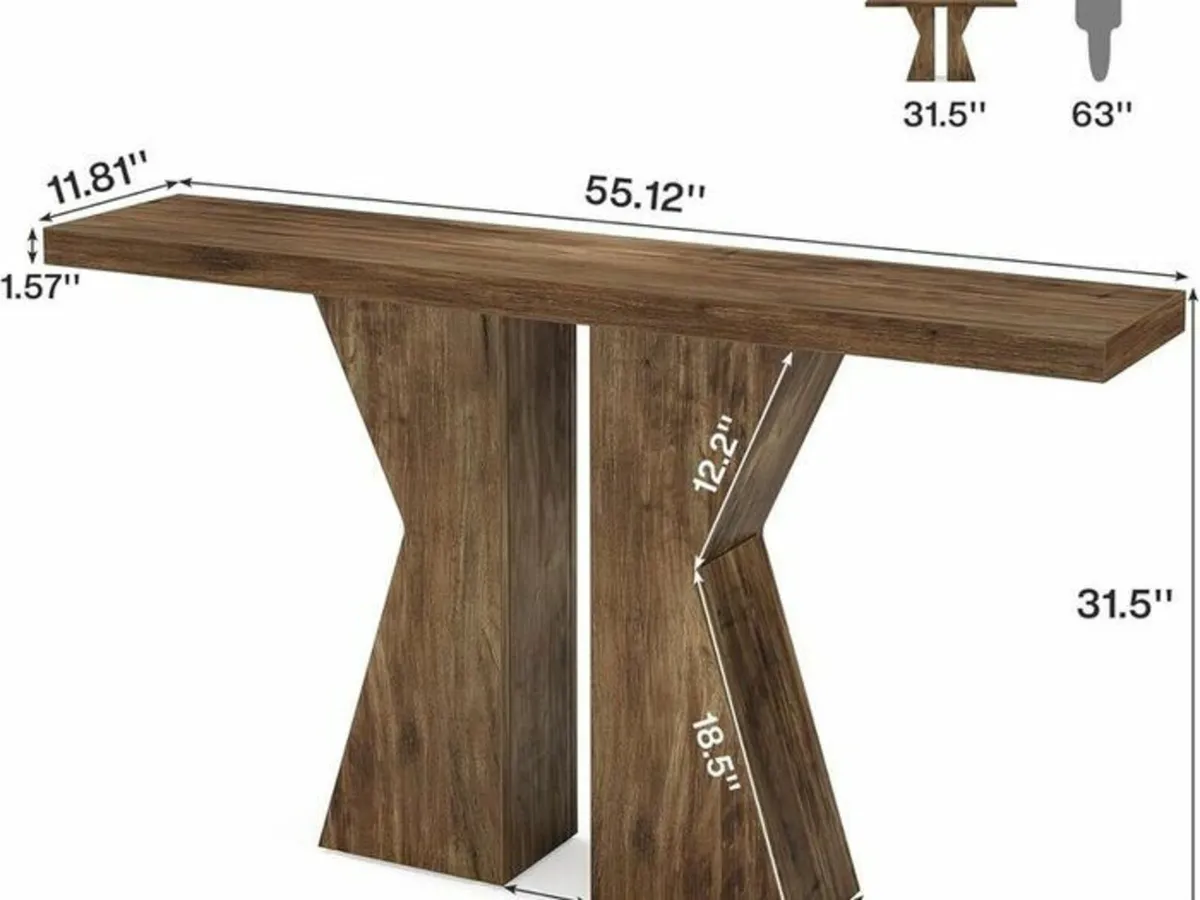 Farmhouse Entryway Console Table Rustic Brown Wood - Image 3