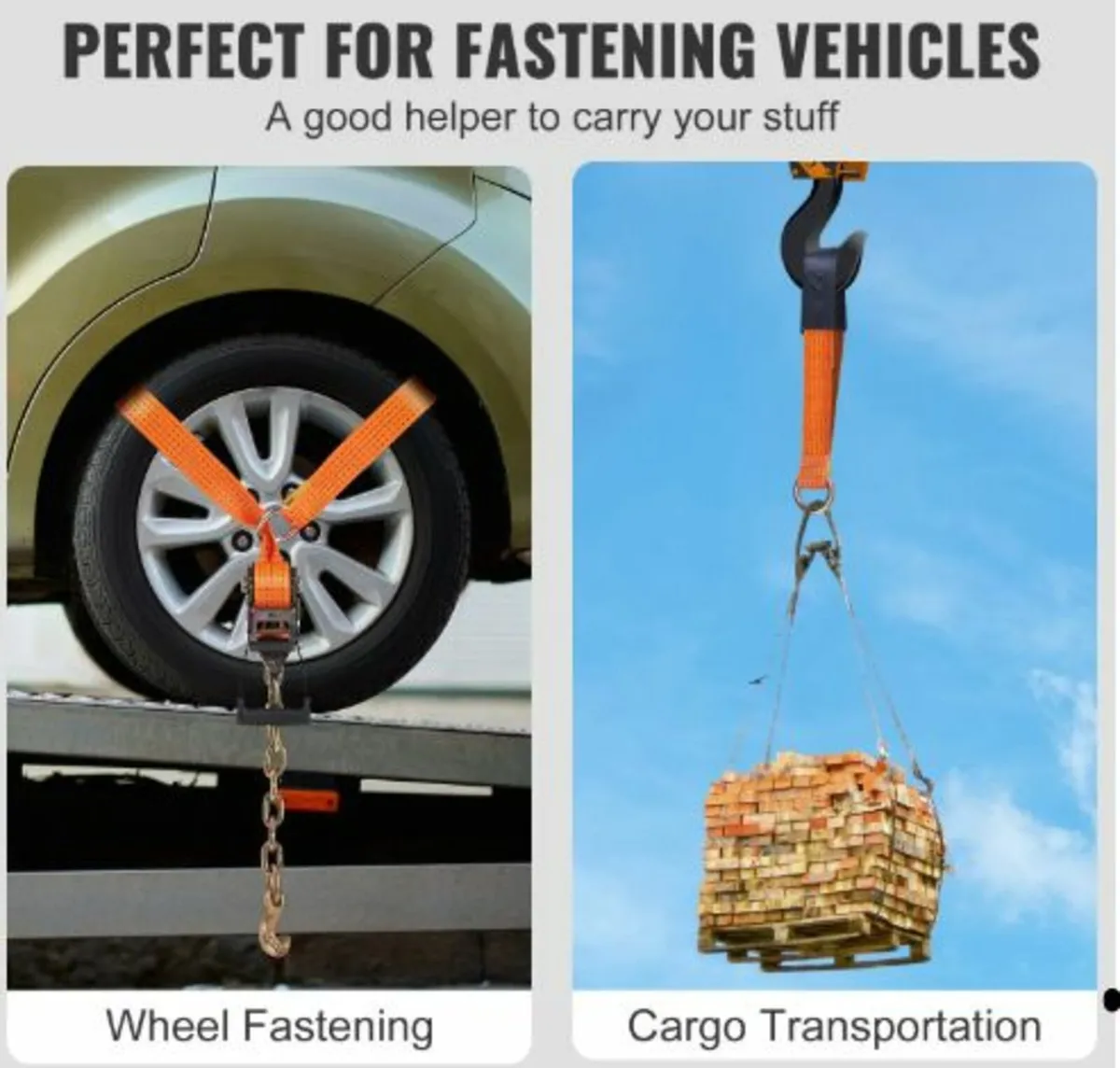 Car Tie Down with Chain Anchors, Lasso Style 2" - Image 4