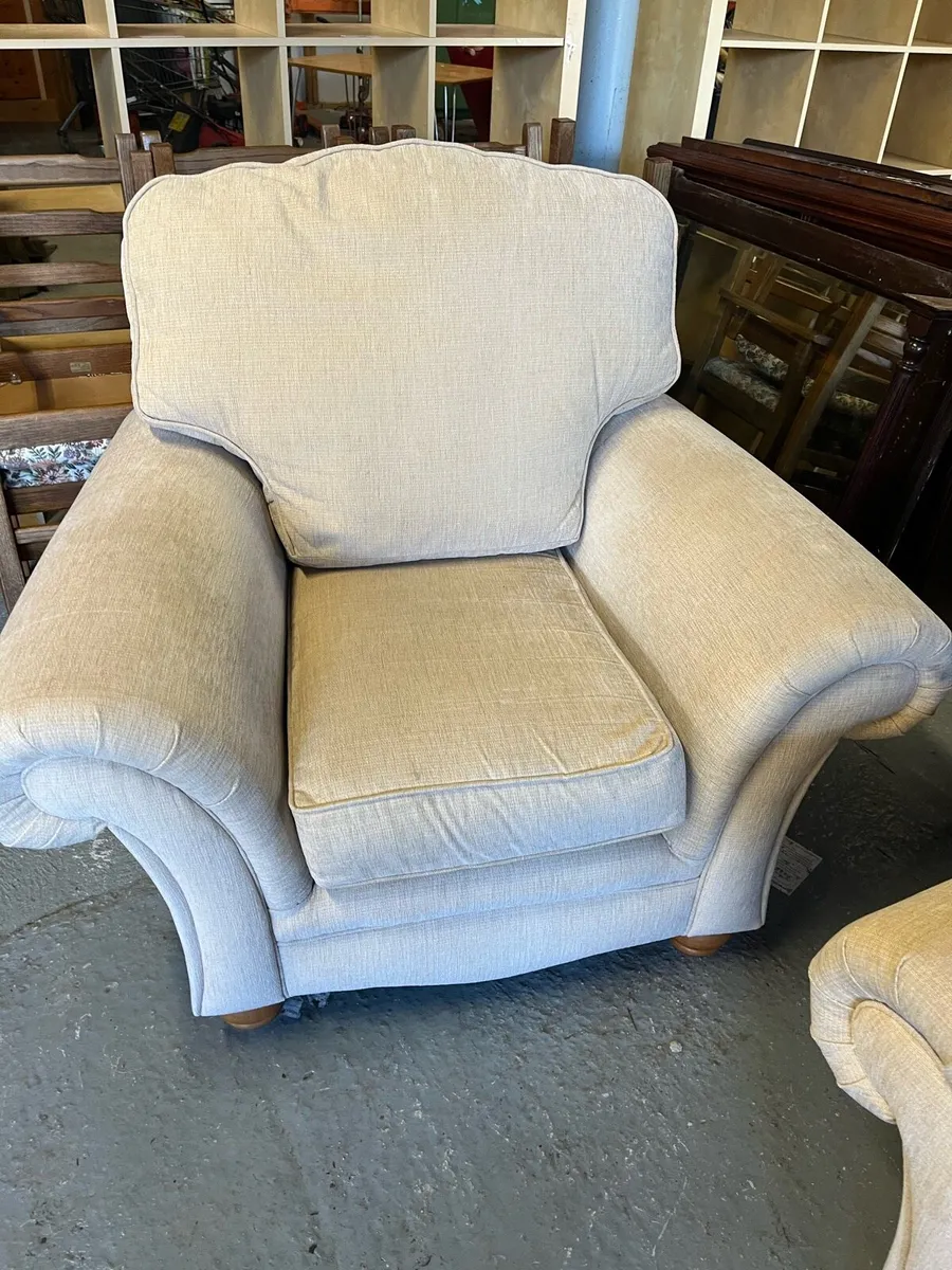 Cream couch and chair - Image 2