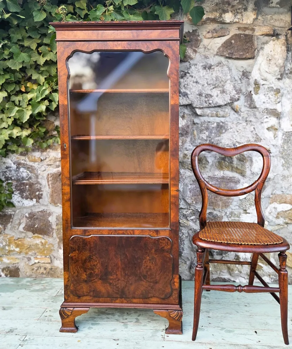 1930's Walnut Display Bookcase - Image 1