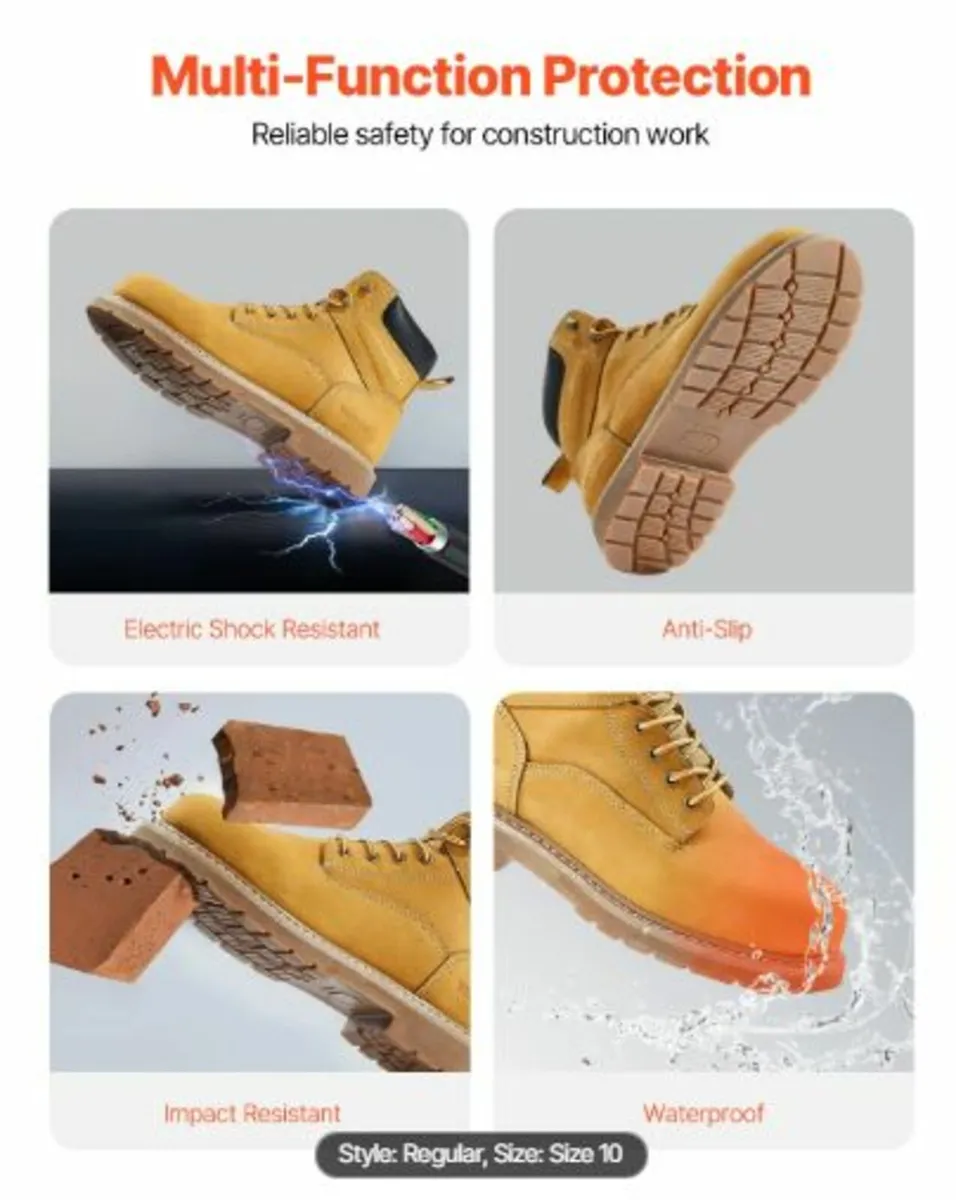 Steel Toe Work Boots, UK Size 9, Waterproof Work - Image 2