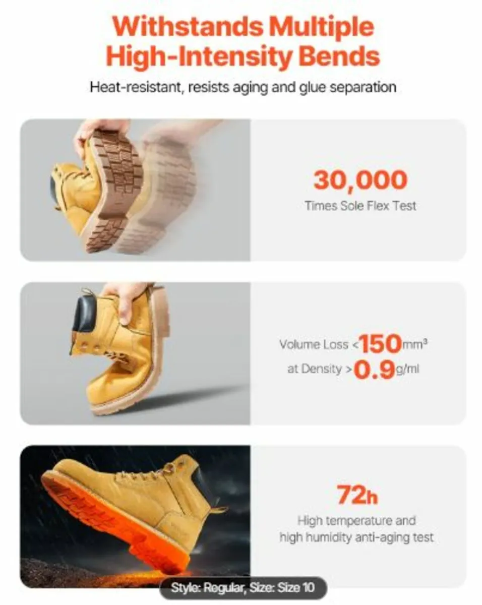 Steel Toe Work Boots, UK Size 9, Waterproof Work - Image 4