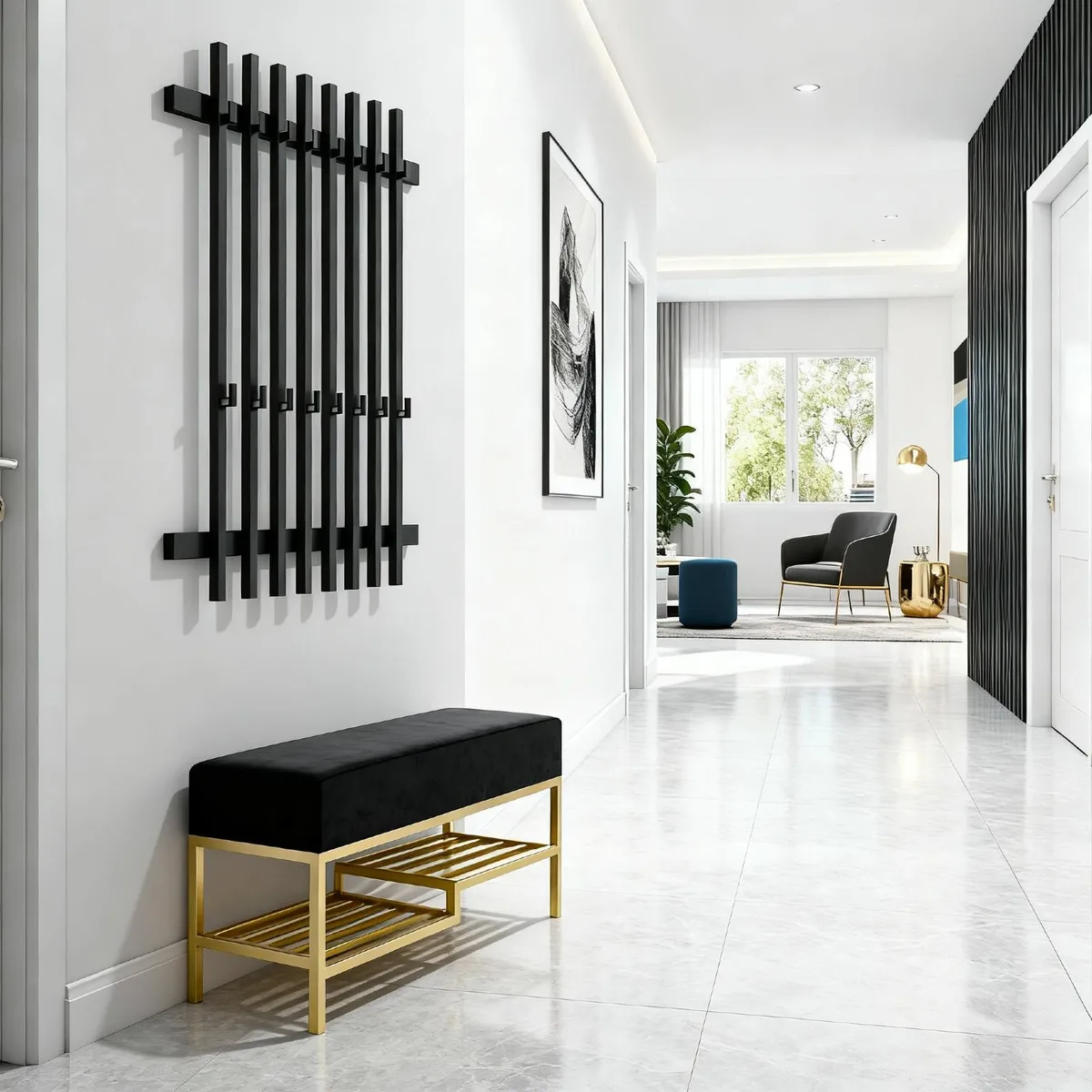 Loft Metal Wall Coat Rack – Lamel Design, 65×100×6 - Image 2