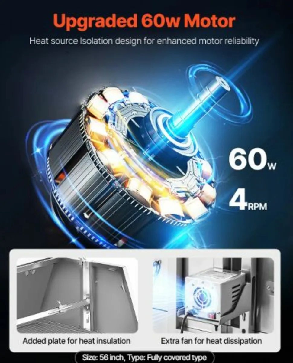 60W Rotisserie Grill with Hooded Cover,56Inch Pig - Image 2