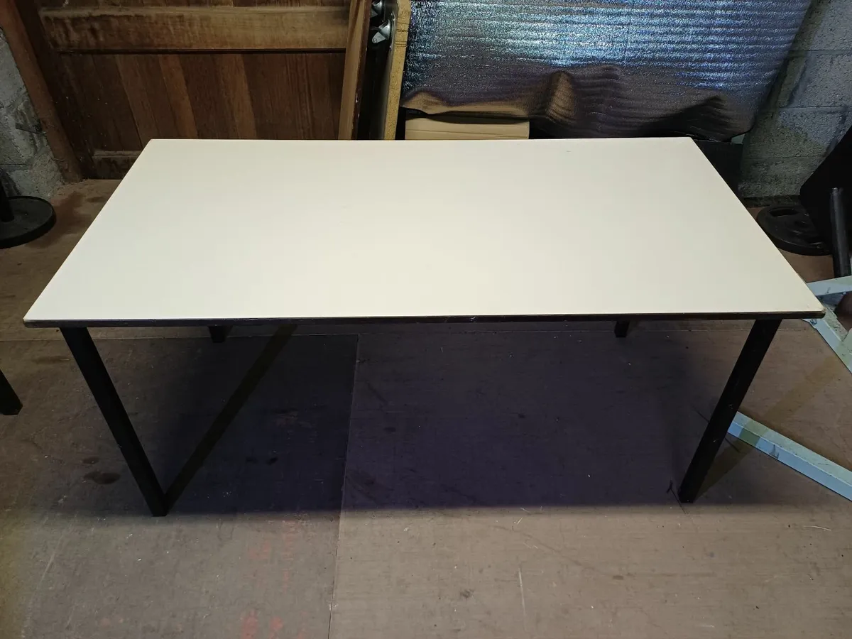 Steel Framed Beige Top Table - Image 1
