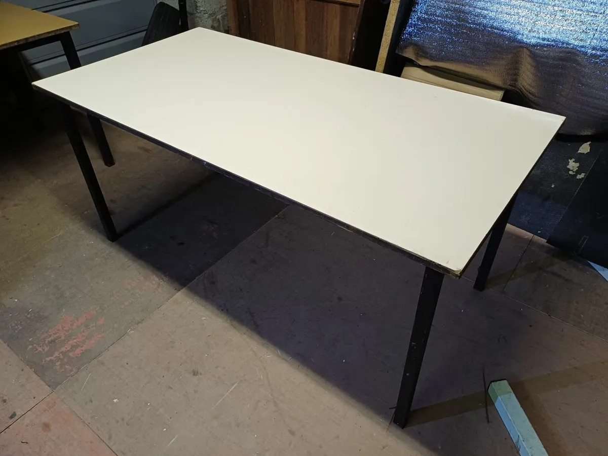 Steel Framed Beige Top Table - Image 2