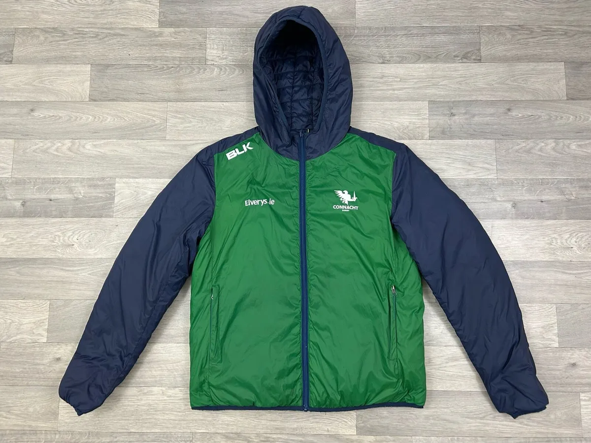 BLK Connacht Rugby Reversible Puffer Jacket Mens M - Image 1
