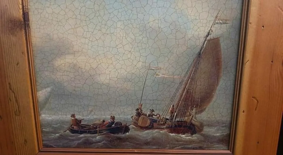 NEW 3 pine framed seascape/nautical crackle art - Image 3