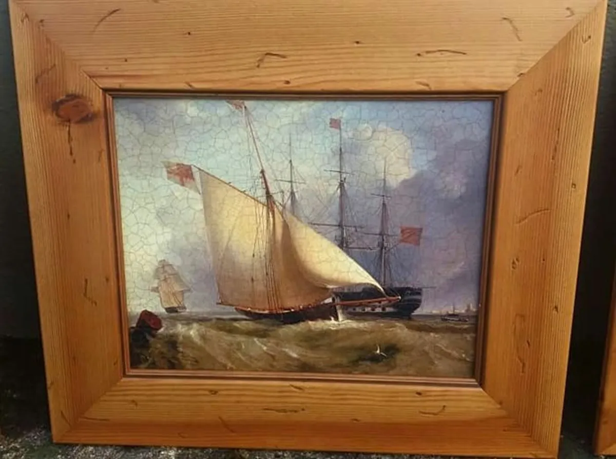 NEW 3 pine framed seascape/nautical crackle art - Image 4