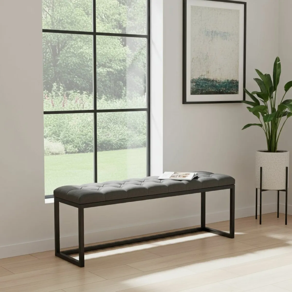 Black Loft Bench 140x40cm - Image 4