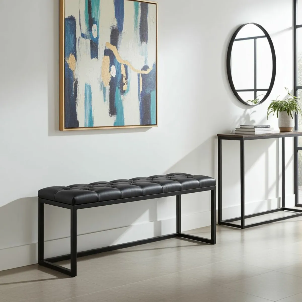 Black Loft Bench 140x40cm - Image 3