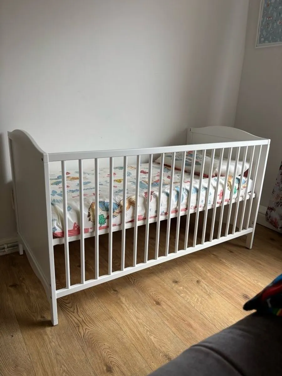 Cot bed and mattress - Image 1