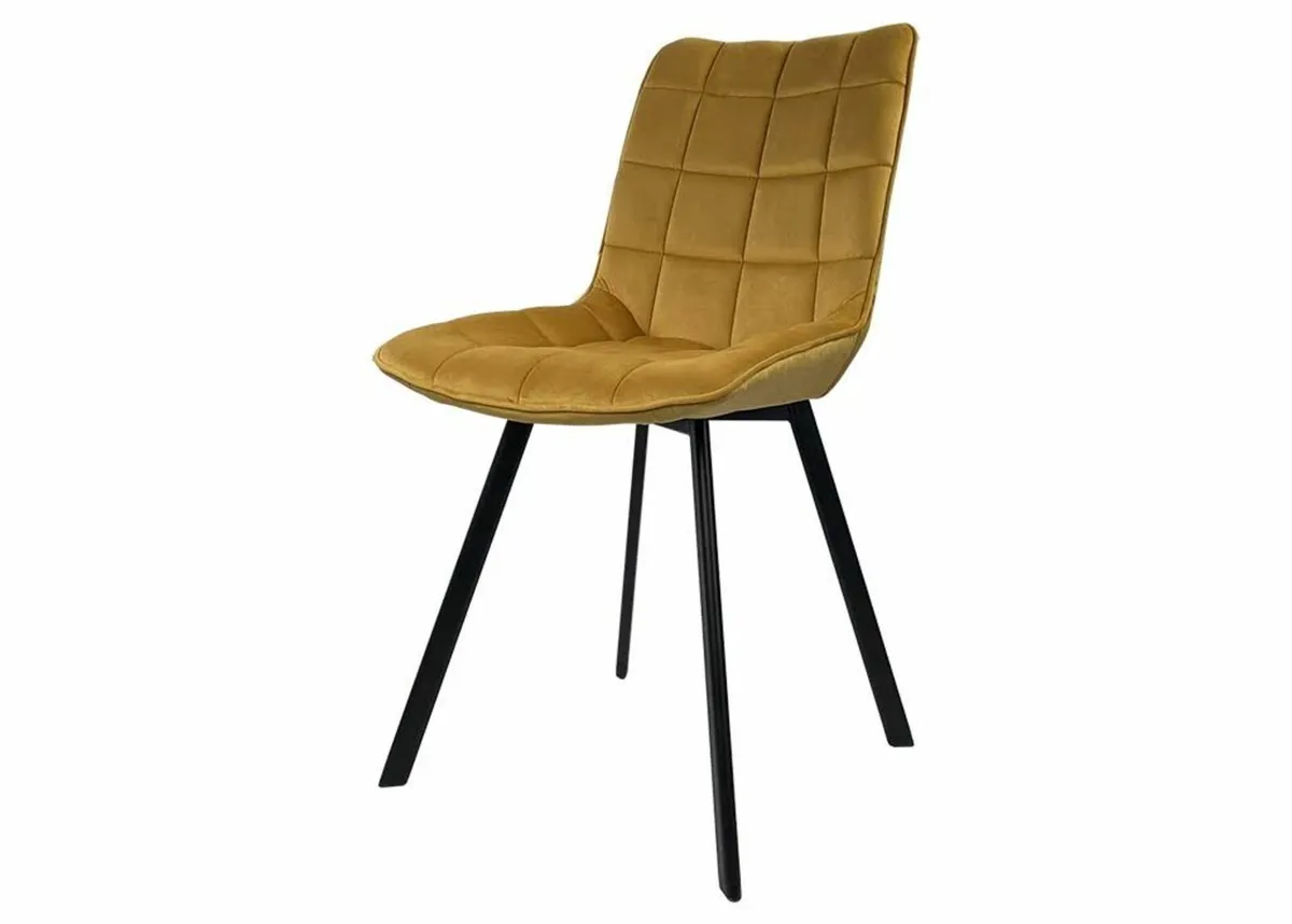 Velvet Dining Chair with Quilted Seat - Image 1