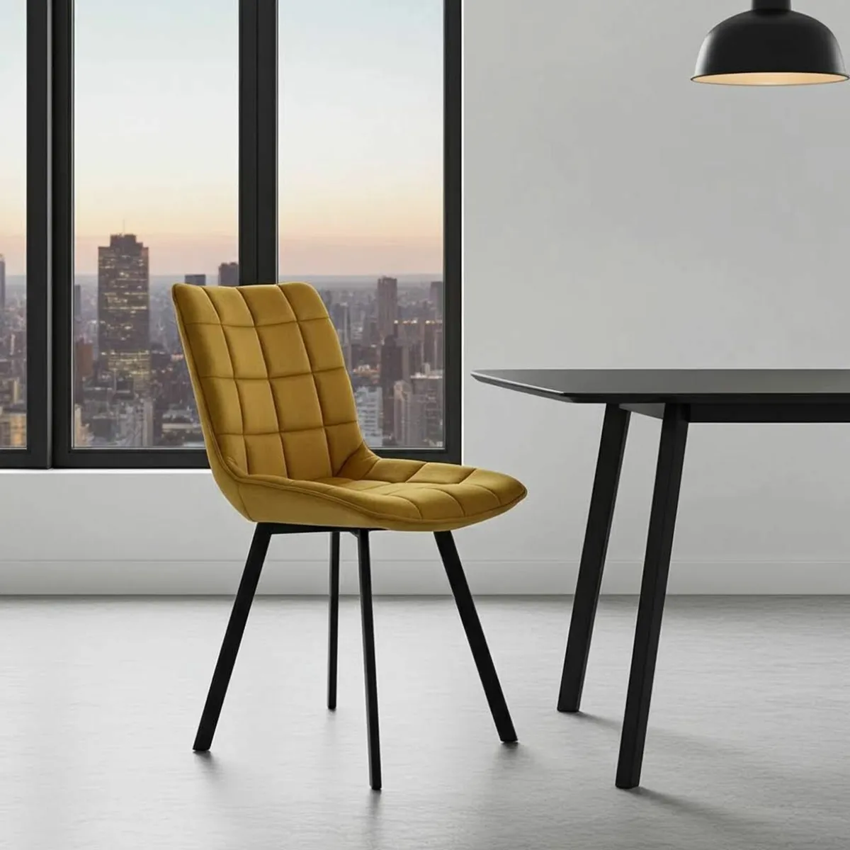 Velvet Dining Chair with Quilted Seat - Image 2