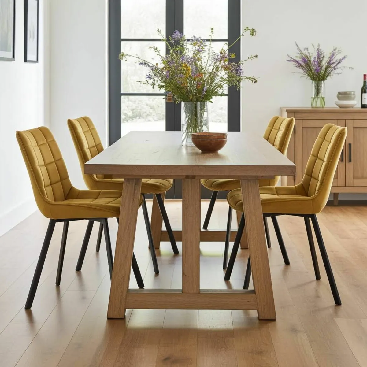 Velvet Dining Chair with Quilted Seat - Image 4